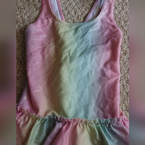H & M Flounce-trimmed Swimsuit in Shimmer Light pink/ombre Rainbow size 8/10 - Picture 6 of 13